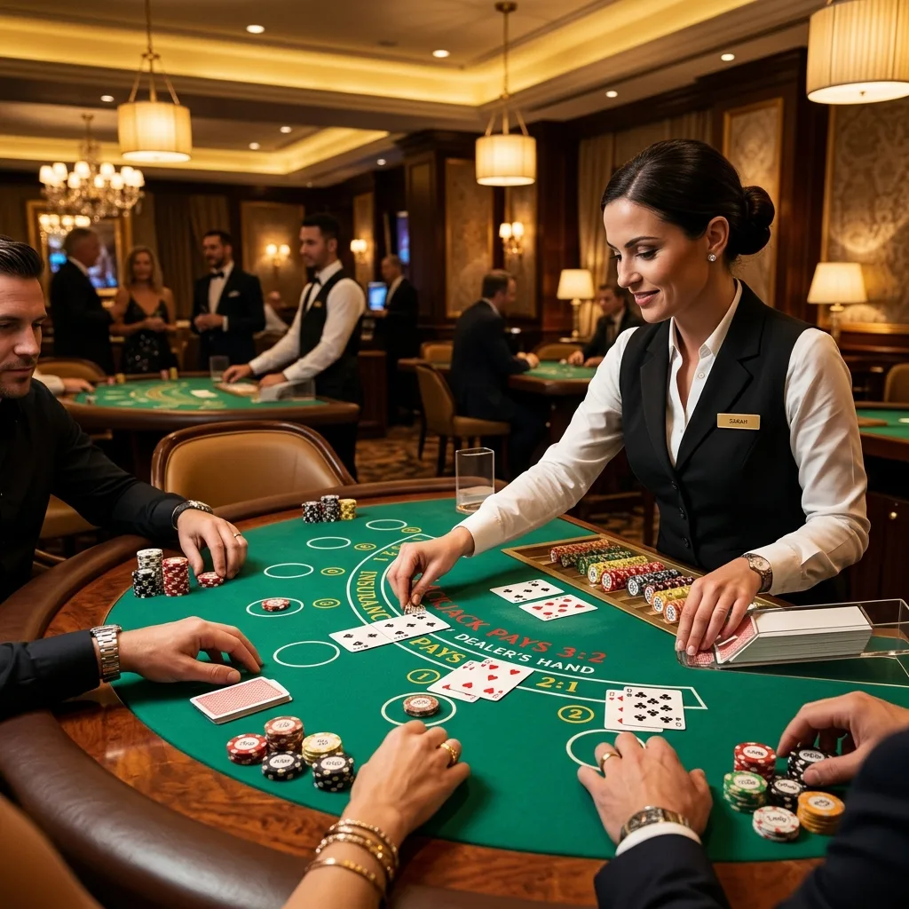 Bàn blackjack 68VIP với dealer chia bài